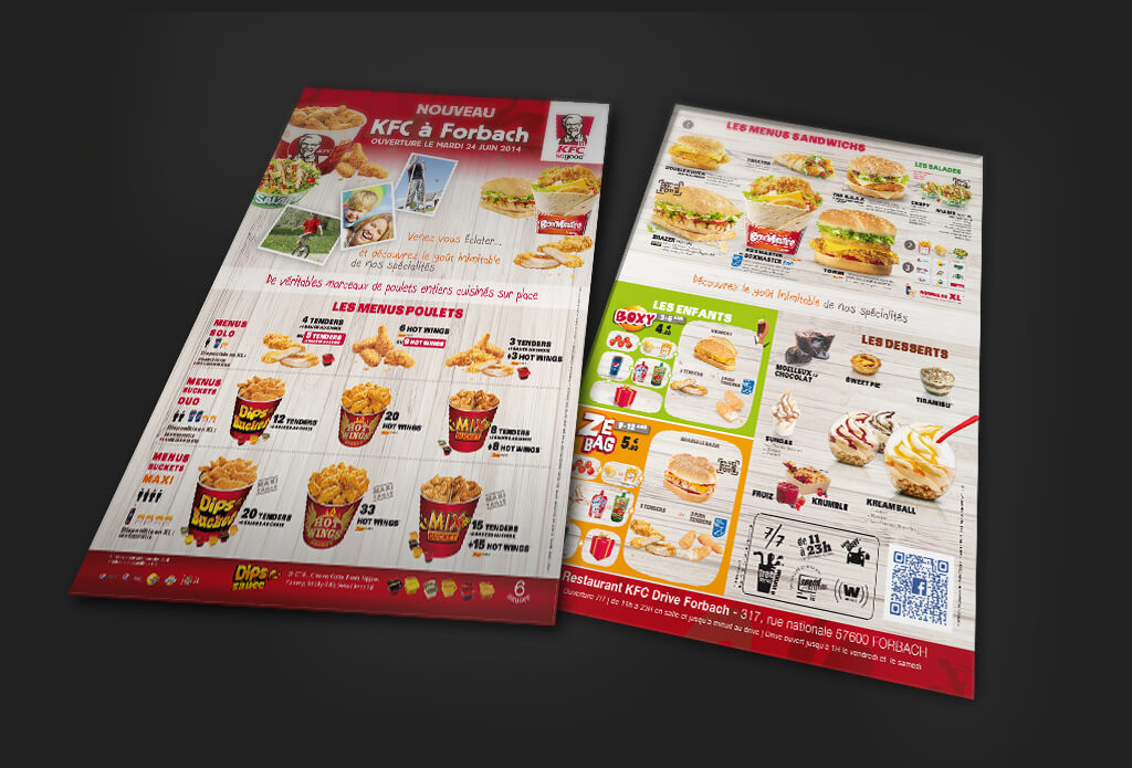 Création de flyer par l'agence Krysalidesign pour KFC Forbach